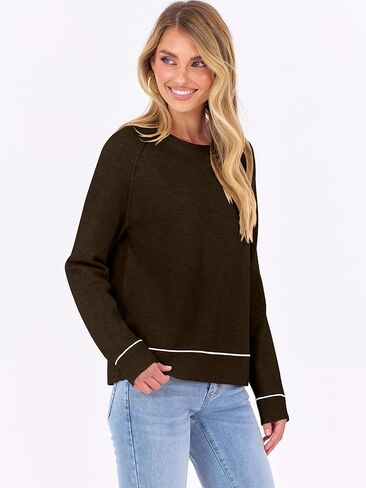 ANRABESS Sweaters for Women Long Sleeve Cropped Lightweight 2025 Fall Fashion Knit Crewneck Pullover Top Soft Trendy Outfits in Kuwait
