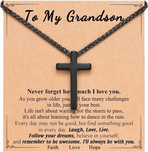 Cross Necklace for Boys, Gifts for Son Grandson Birthday Christmas Easter Graduation in Saudi Arabia