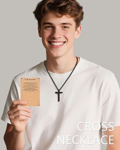 Cross Necklace for Boys, Gifts for Son Grandson Birthday Christmas Easter Graduation in Saudi Arabia