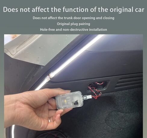 شريط LED من الألياف الضوئية للإضاءة المحيطة لعام 2013-2021 RAV4 ضوء الباب الخلفي ملحقات تعديل السيارة الخاصة مقاومة للماء لصندوق السيارة، أبيض in Kuwait