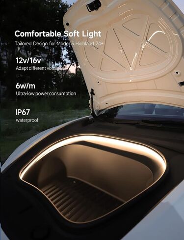 TPARTS Frunk LED Light Strip for Tesla Model 3 (2021-2023) Silicone Waterproof Tesla Front Trunk Ambient Lighting Bar Model 3 Interior Accessories in Saudi Arabia