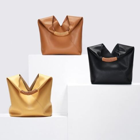 JIUFENG Hobo Bag for Women Genuine Leather Bucket Tote Bag Solid Color Commuter Underarm Shoulder Bag Womens Handbag in Kuwait