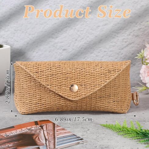 Woven Straw Glasses Case Straw Sunglasses Case Hard Shell Glasses Eyeglass Travel Pouch Boho Rattan Protective Sunglass Pouch Organizer Storage Holder For Women Fashion Accessories Vacation in Saudi Arabia