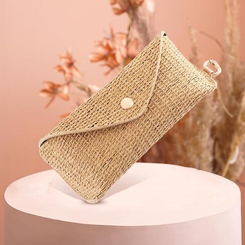 Woven Straw Glasses Case Straw Sunglasses Case Hard Shell Glasses Eyeglass Travel Pouch Boho Rattan Protective Sunglass Pouch Organizer Storage Holder For Women Fashion Accessories Vacation in Saudi Arabia