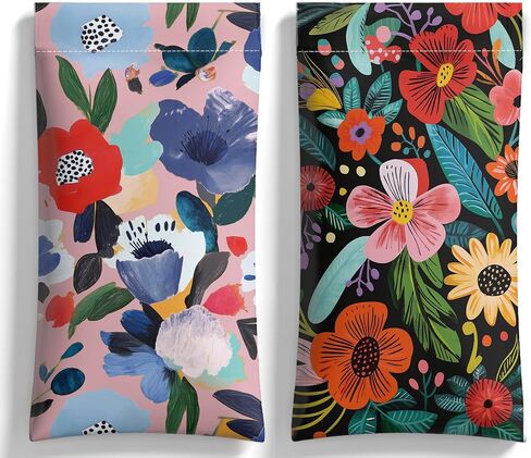 Eyeglasses Sunglasses Case PU Soft Squeeze Top Glasses Pouch for Women Floral Pattern Portable Anti Scratch in Saudi Arabia