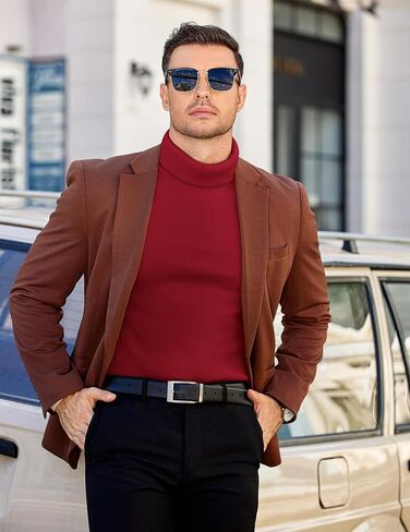 COOFANDY Men's Slim Fit Thermal Turtleneck Long Sleeve Ribbed Turtle Neck Casual Lightweight Pullover Sweater Basic Tops in Saudi Arabia