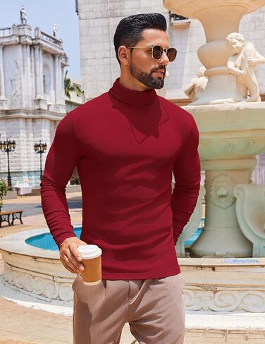 COOFANDY Men's Slim Fit Thermal Turtleneck Long Sleeve Ribbed Turtle Neck Casual Lightweight Pullover Sweater Basic Tops in Saudi Arabia