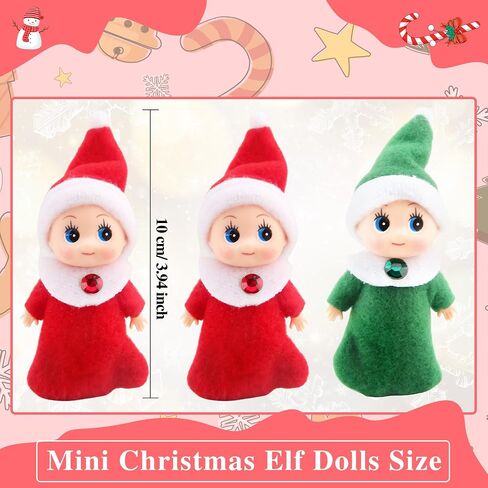 12 Pack Mini Christmas Elf Dolls Xmas Baby Dolls Elf Small Baby Elves for Christmas New Year Decoration Party Favors, 4 Styles in Saudi Arabia