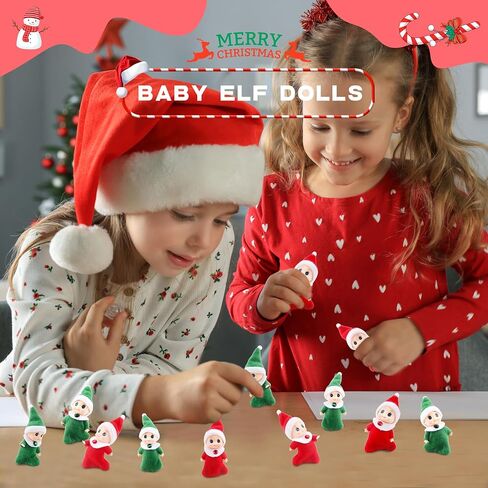 12 Pack Mini Christmas Elf Dolls Xmas Baby Dolls Elf Small Baby Elves for Christmas New Year Decoration Party Favors, 4 Styles in Saudi Arabia
