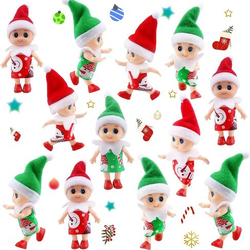 12 Pack Mini Christmas Elf Dolls Xmas Baby Dolls Elf Small Baby Elves for Christmas New Year Decoration Party Favors, 4 Styles in Saudi Arabia