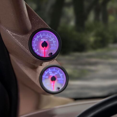 GlowShift White 7 Color 1500 F البيرومتر مجموعة قياس درجة حرارة غاز العادم EGT - تتضمن مسبار من النوع K - قرص أبيض - عدسة شفافة - لشاحنات الديزل - 2-1/16 بوصة 52 مم in Kuwait