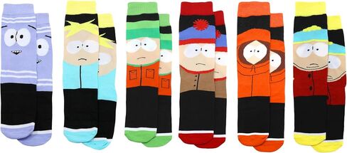 مجموعة من 6 أزواج من الجوارب المبتكرة من Hyp South Park للرجال - ستان، كايل، كارتمان، كيني، باترز، تويلي، مقاس الحذاء 6-12 in Saudi Arabia