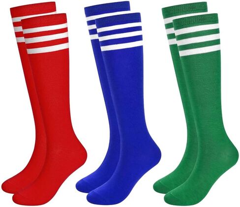 3 PCS Halloween Chipmunk Socks Red Blue and Green Stripes Knee Socks for Women Halloween Party Dress Up in Saudi Arabia