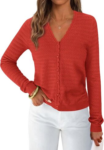PRETTYGARDEN Women's Lightweight Cardigan Sweaters 2025 Fall Trendy Long Sleeve V Neck Button Up Soft Knit Sweater Tops in Saudi Arabia