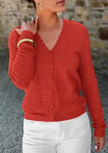 PRETTYGARDEN Women's Lightweight Cardigan Sweaters 2025 Fall Trendy Long Sleeve V Neck Button Up Soft Knit Sweater Tops in Saudi Arabia