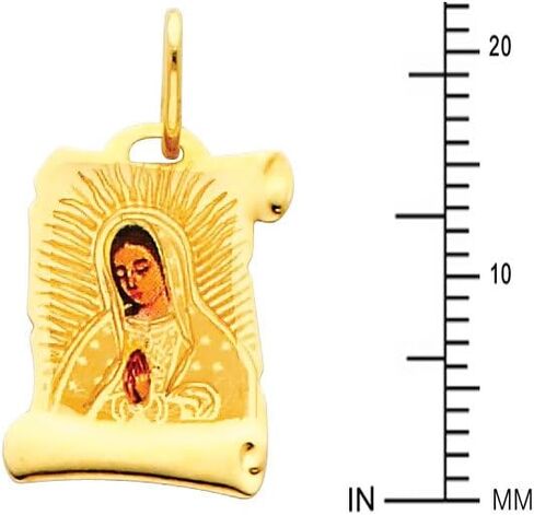 14k REAL Yellow Gold Religious Our Lady of Guadalupe Enamel Picture Charm Pendant in Saudi Arabia