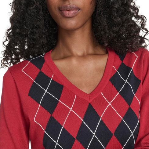 سترة نسائية من Tommy Hilfiger بأكمام طويلة ورقبة على شكل حرف V من القطن in Saudi Arabia