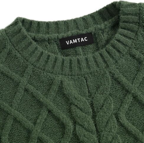 Vamtac Vintage Sweaters Crewneck Cable Knit Sweater Soft Warm Pullover Oversized Tops Fall Winter Trendy Y2k Outfits in Saudi Arabia