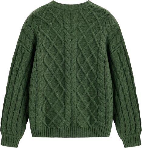 Vamtac Vintage Sweaters Crewneck Cable Knit Sweater Soft Warm Pullover Oversized Tops Fall Winter Trendy Y2k Outfits in Saudi Arabia