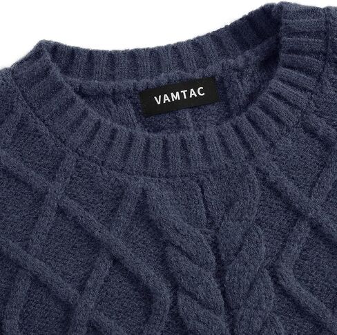 Vamtac Vintage Sweaters Crewneck Cable Knit Sweater Soft Warm Pullover Oversized Tops Fall Winter Trendy Y2k Outfits in Saudi Arabia