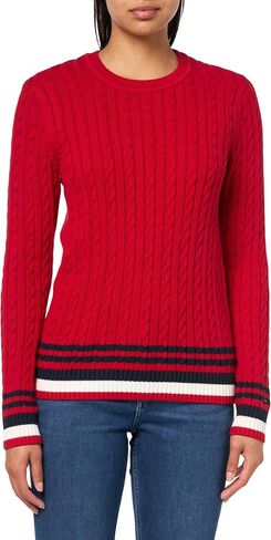 Tommy Hilfiger Women's Cotton Crewneck Cable Sweater in Saudi Arabia