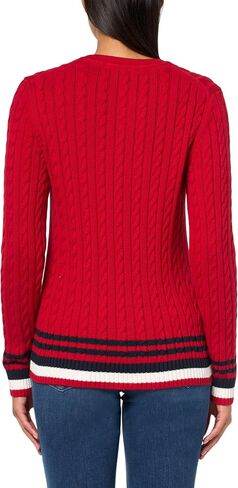 Tommy Hilfiger Women's Cotton Crewneck Cable Sweater in Saudi Arabia
