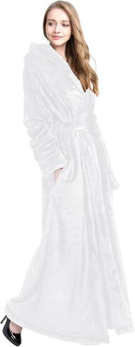 Women's Plush Robe Extra Long Robe with Pockets Thicken Soft Warm Bathrobe in Kuwait