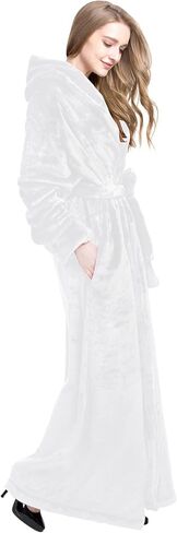 Women's Plush Robe Extra Long Robe with Pockets Thicken Soft Warm Bathrobe in Kuwait