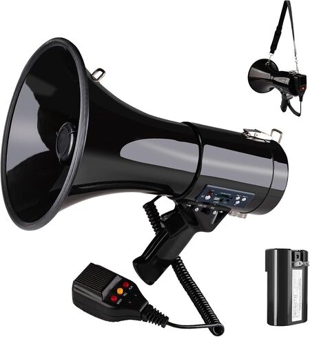 Loudmore 50 Watt Professional 15 "مكبر صوت كبير مع ميكروفون قابل للفصل، تسجيل 240 ثانية وصفارة إنذار - مثالي للأحداث الرياضية الداخلية والخارجية والتحكم في الحشود in Kuwait