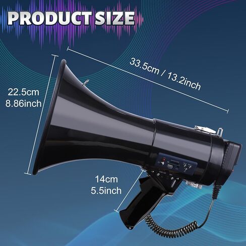 Loudmore 50 Watt Professional 15 "مكبر صوت كبير مع ميكروفون قابل للفصل، تسجيل 240 ثانية وصفارة إنذار - مثالي للأحداث الرياضية الداخلية والخارجية والتحكم في الحشود in Kuwait