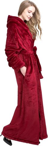 Women's Plush Robe Extra Long Robe with Pockets Thicken Soft Warm Bathrobe in Kuwait
