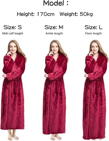 Women's Plush Robe Extra Long Robe with Pockets Thicken Soft Warm Bathrobe in Kuwait