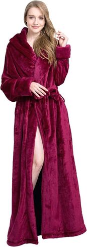 Women's Plush Robe Extra Long Robe with Pockets Thicken Soft Warm Bathrobe in Kuwait