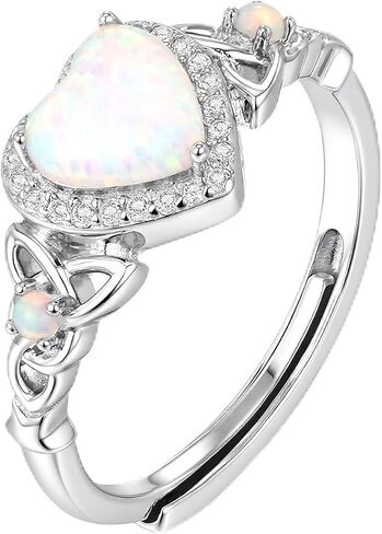 Celtic Sterling Silver Birthstone Rings- Adjustable Size Women Jewelry Birthday Gifts for Women,Girlfriend,Wife,Mom in Saudi Arabia
