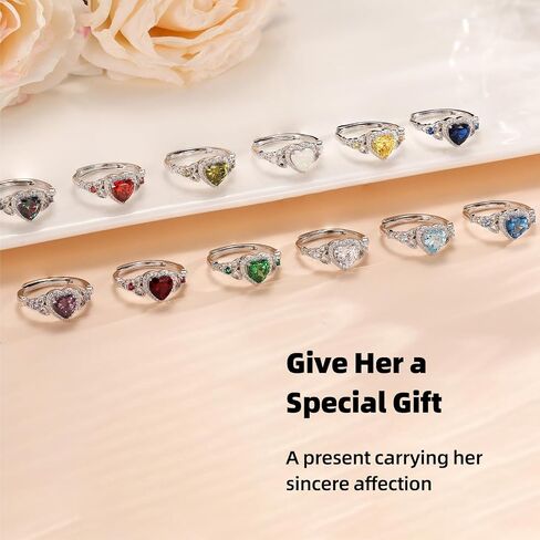 Celtic Sterling Silver Birthstone Rings- Adjustable Size Women Jewelry Birthday Gifts for Women,Girlfriend,Wife,Mom in Saudi Arabia