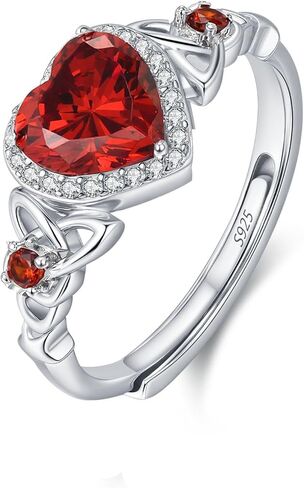 Celtic Sterling Silver Birthstone Rings- Adjustable Size Women Jewelry Birthday Gifts for Women,Girlfriend,Wife,Mom in Saudi Arabia