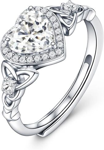 Celtic Sterling Silver Birthstone Rings- Adjustable Size Women Jewelry Birthday Gifts for Women,Girlfriend,Wife,Mom in Saudi Arabia