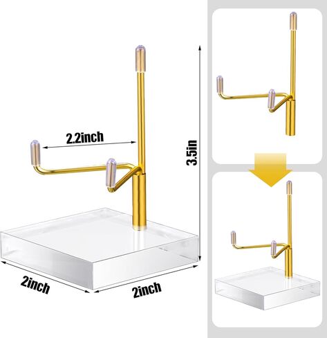 Suzile 4 Pcs Adjustable Metal Arm Display Stand Easel with Acrylic Base Rock Display Easel Holder Acrylic Crystal Clear Plate Stand for Geodes Mineral Agate (Silver, 2 x 2 x 3 Inch) in Saudi Arabia