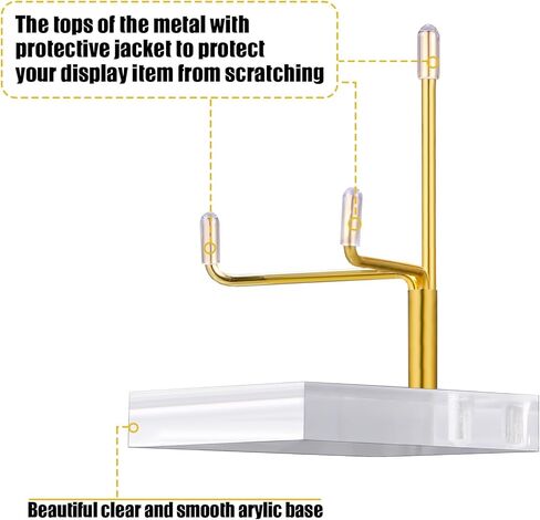 Suzile 4 Pcs Adjustable Metal Arm Display Stand Easel with Acrylic Base Rock Display Easel Holder Acrylic Crystal Clear Plate Stand for Geodes Mineral Agate (Silver, 2 x 2 x 3 Inch) in Saudi Arabia