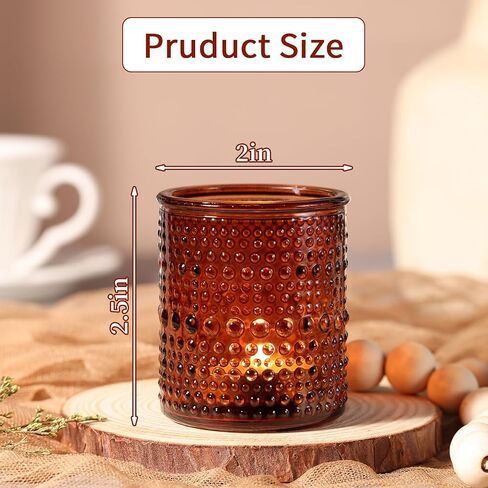15Pcs Glass Votive Candle Holders, Amber Tea Light Candle Holders Vintage Fall Tealight Candle Holder Bulk for Autumn, Thanksgiving Table Centerpieces, Christmas Decor (Amber) in Kuwait
