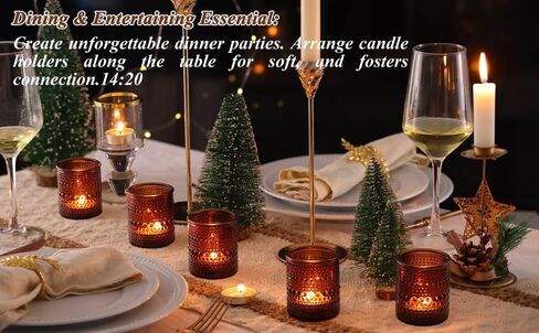 15Pcs Glass Votive Candle Holders, Amber Tea Light Candle Holders Vintage Fall Tealight Candle Holder Bulk for Autumn, Thanksgiving Table Centerpieces, Christmas Decor (Amber) in Kuwait