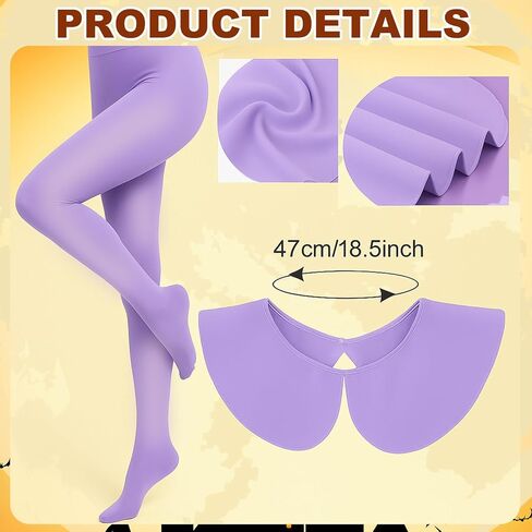 JenPen 6 Pcs Halloween Inside Costume Accessories Include Blue Green Wig Gloves Purple Fake Collar Stockings with Hairpins for Cartoon Movie Women Girls Cosplay Emotion Party in Kuwait