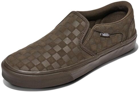 Vans Men's Asher Slip-On Shoe | Comfortable Sneakers for Walking, Fashion & Everyday Wear, Embossed Suede Coal Brown, 11 in Saudi Arabia