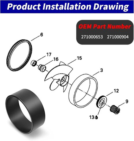 حلقة ارتداء 155 ملم لـ Sea Doo 947/951 GTX GTI XP GSX RX 3D LRV GTS OEM #271000653 271000904 in Saudi Arabia