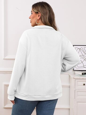 Chulianyouhuo Women's Plus Size Fall Sweatshirt Casual Long Sleeve Waffle Knit Pullover Half Zip Loose Tops with Pockets in Saudi Arabia