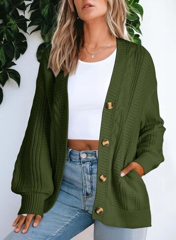 Dokotoo Cardigan Sweaters for Women Casual Long Sleeve Button Down Chunky Knit Open Front Sweater Tops in Saudi Arabia
