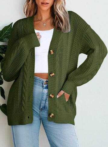 Dokotoo Cardigan Sweaters for Women Casual Long Sleeve Button Down Chunky Knit Open Front Sweater Tops in Saudi Arabia