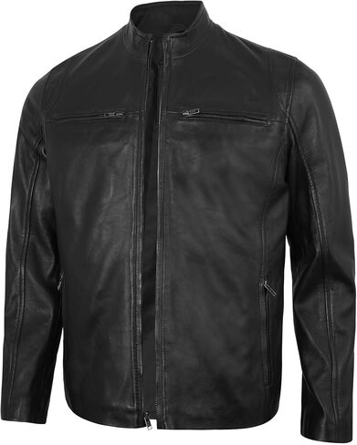 Mens Leather Jacket - Real Lambskin Quilted Motorcycle Style Leather Jackets For Men in Saudi Arabia