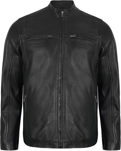 Mens Leather Jacket - Real Lambskin Quilted Motorcycle Style Leather Jackets For Men in Saudi Arabia