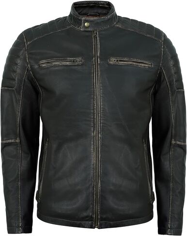 Mens Leather Jacket - Real Lambskin Quilted Motorcycle Style Leather Jackets For Men in Saudi Arabia